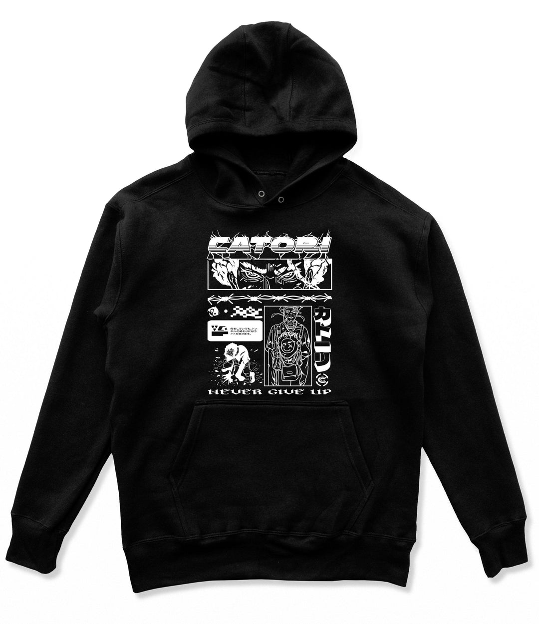 Never Give Up Hoodie at Catori Clothing | Graphic & Anime Tees, Hoodies & Sweatshirts 